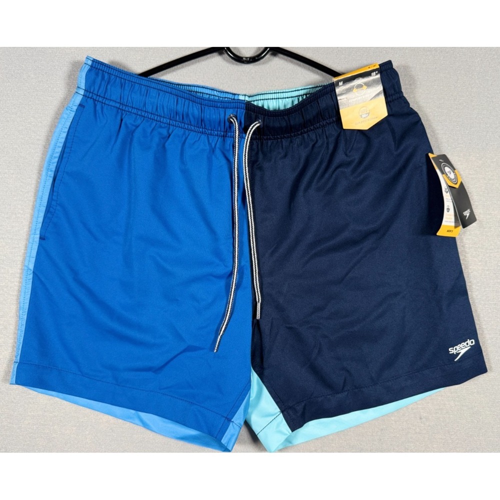 Speedo Men's Comfort Stretch Swim Trunks - 18" Inseam - Size M - Multi Blues